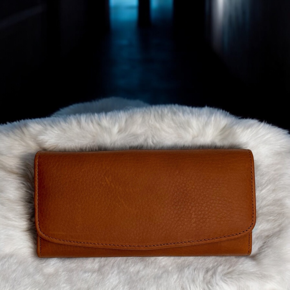 【タイ直輸入】本牛革長財布　2段階開閉式Brown