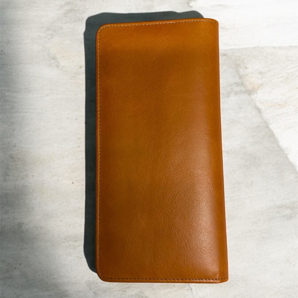 【タイ直輸入】本牛革長財布　シンプル財布　スリム財布 Light Brown
