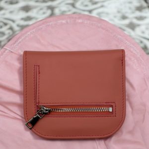 牛本革折財布、タイ直輸入、ピンク