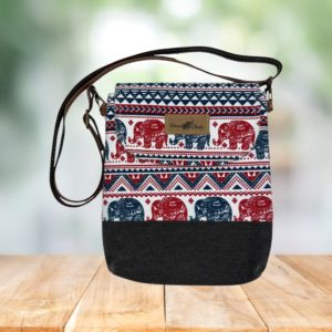 タイ直輸入のハンドメイドエレファントデザインショルダーバッグ