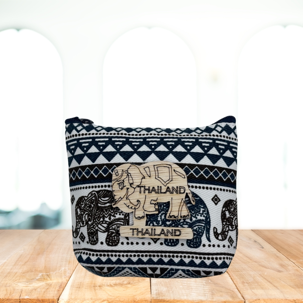 【タイ直輸入】エレファントデザイン小物ポーチ　小物入れBL1