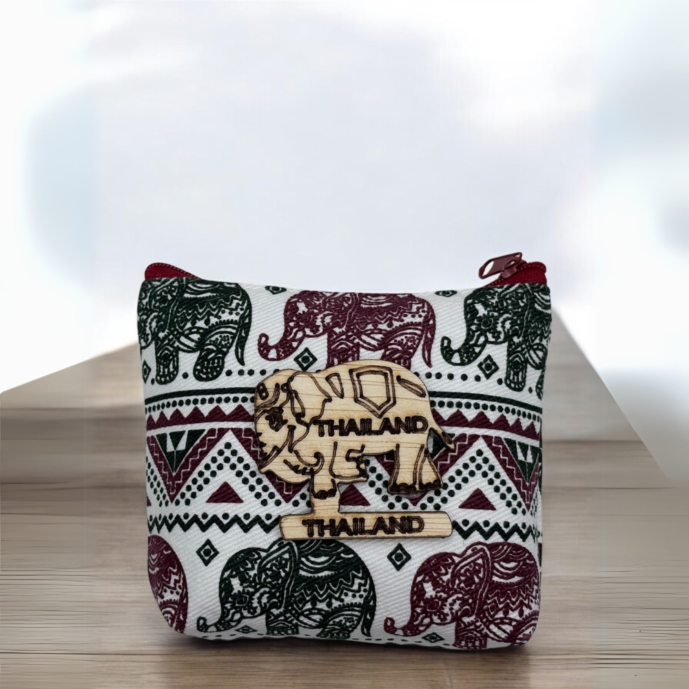 【タイ直輸入】エレファントデザイン小物ポーチ　小物入れBR