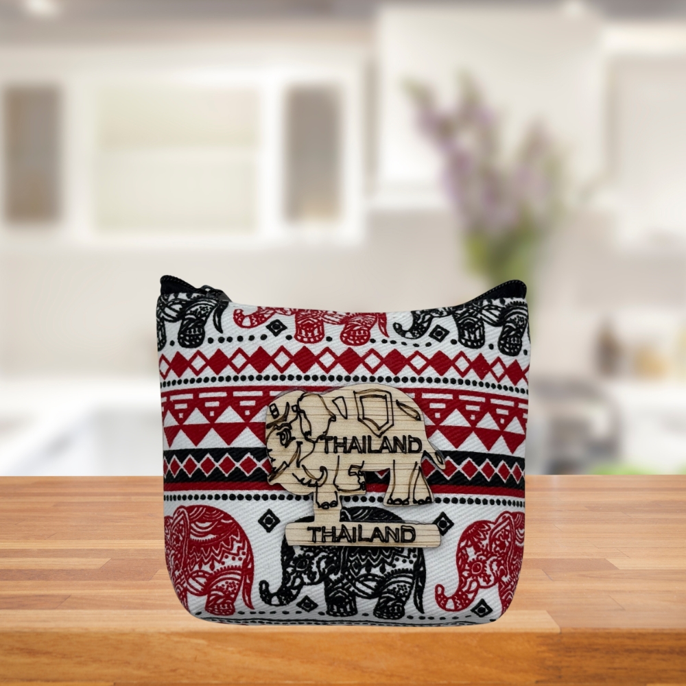 【タイ直輸入】エレファントデザイン小物ポーチ　小物入れR