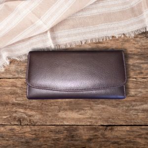牛本革長財布、タイ直輸入、ダークブラウン